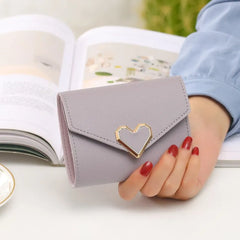 Engraved Kpop Heart Women's Wallet PU Leather Slim Female Purse