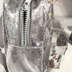 Silver Cat Ear Glitter Mini Backpack Ladies Children School Backpack