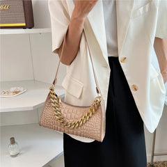 Crocodile Pattern Shoulder Bag Retro Style Chain Lady's Underarm Bag