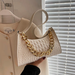 Crocodile Pattern Shoulder Bag Retro Style Chain Lady's Underarm Bag