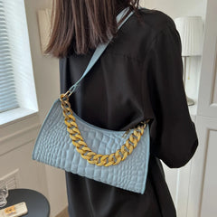 Crocodile Pattern Shoulder Bag Retro Style Chain Lady's Underarm Bag