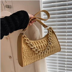 Crocodile Pattern Shoulder Bag Retro Style Chain Lady's Underarm Bag