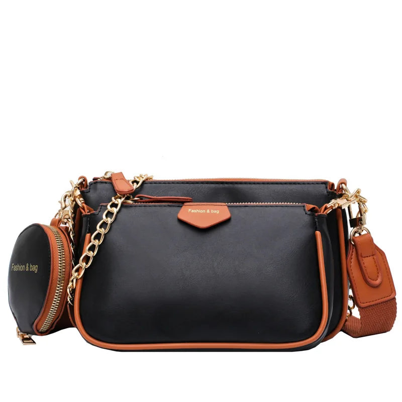 Retro PU Leather Flap Shoulder Bag Girls Purse Lock Crossbody Messenger