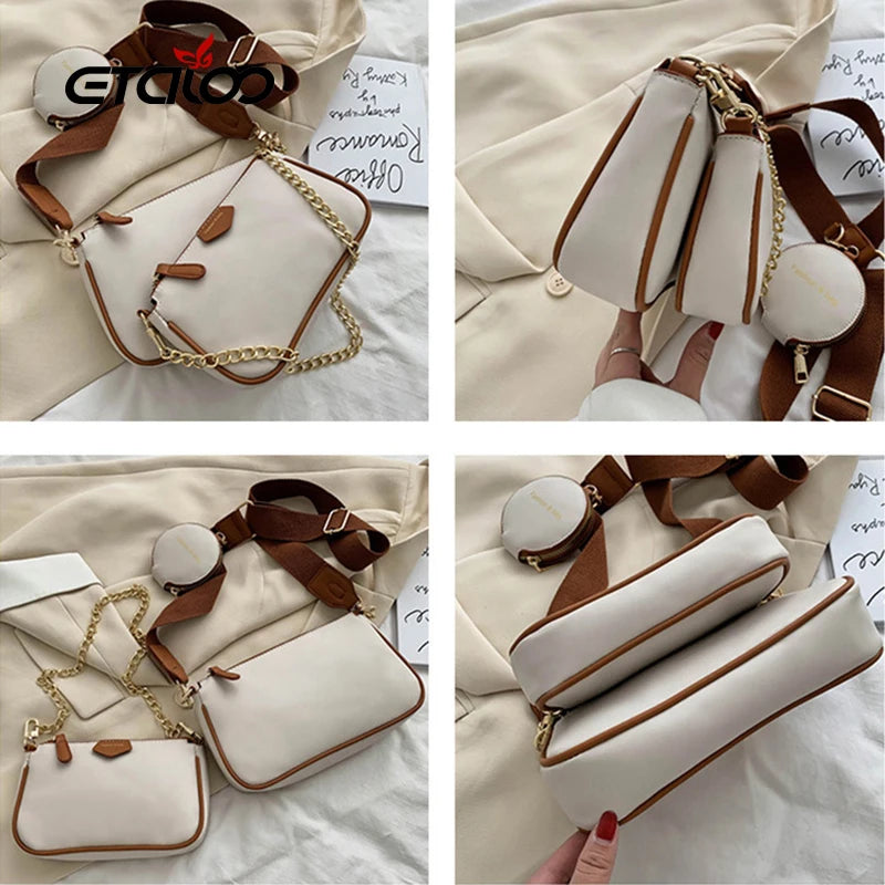 Retro PU Leather Flap Shoulder Bag Girls Purse Lock Crossbody Messenger