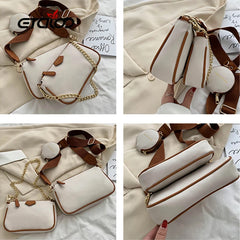 Retro PU Leather Flap Shoulder Bag Girls Purse Lock Crossbody Messenger