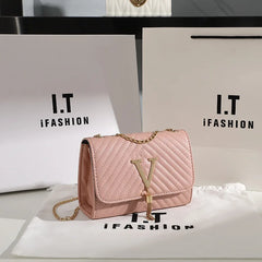 Rhombus Chain Ladies Bag Small Messenger Bag V Letter Tassel Crossbody