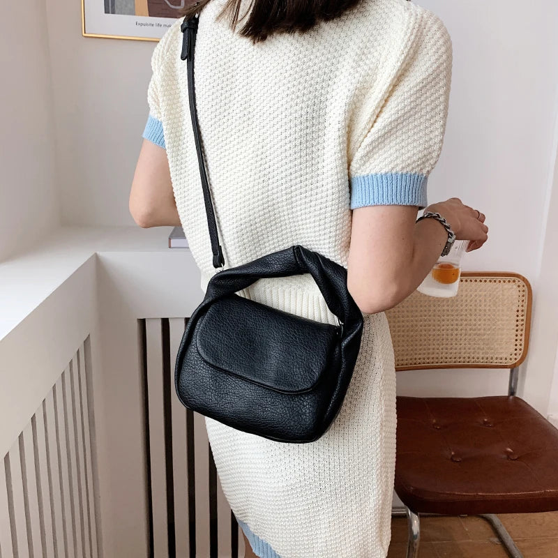 Small Soft Top Handle Tote Crossbody Bag Yellow PU Leather
