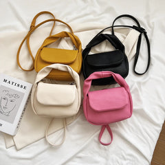 Small Soft Top Handle Tote Crossbody Bag Yellow PU Leather