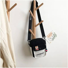 Cartoon Bear Mini Canvas Crossbody Bag for Girl