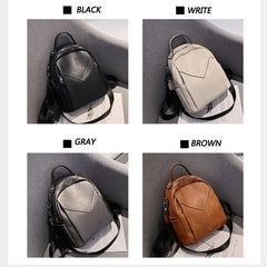 Small Women's Backpack PU Leather School Bag for Teenager Girls Daypack