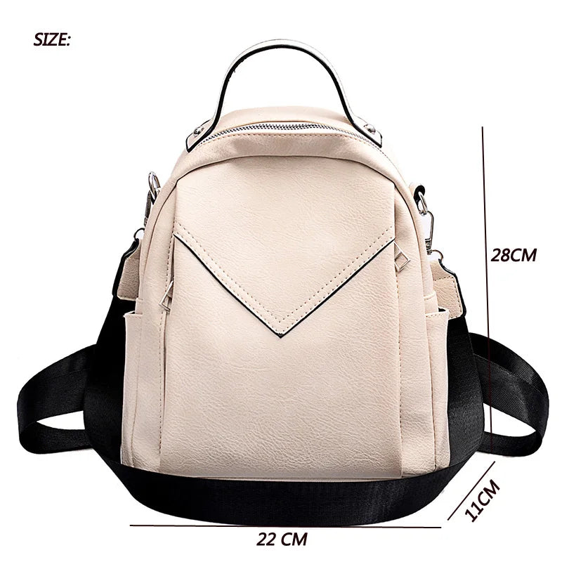 Small Women's Backpack PU Leather School Bag for Teenager Girls Daypack