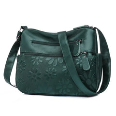 Flower Printed Crossbody Bag Soft Leather Shoulder Bag for Women