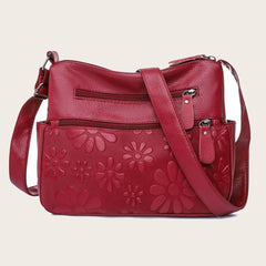 Flower Printed Crossbody Bag Soft Leather Shoulder Bag for Women