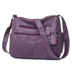 Flower Printed Crossbody Bag Soft Leather Shoulder Bag for Women