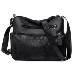 Flower Printed Crossbody Bag Soft Leather Shoulder Bag for Women