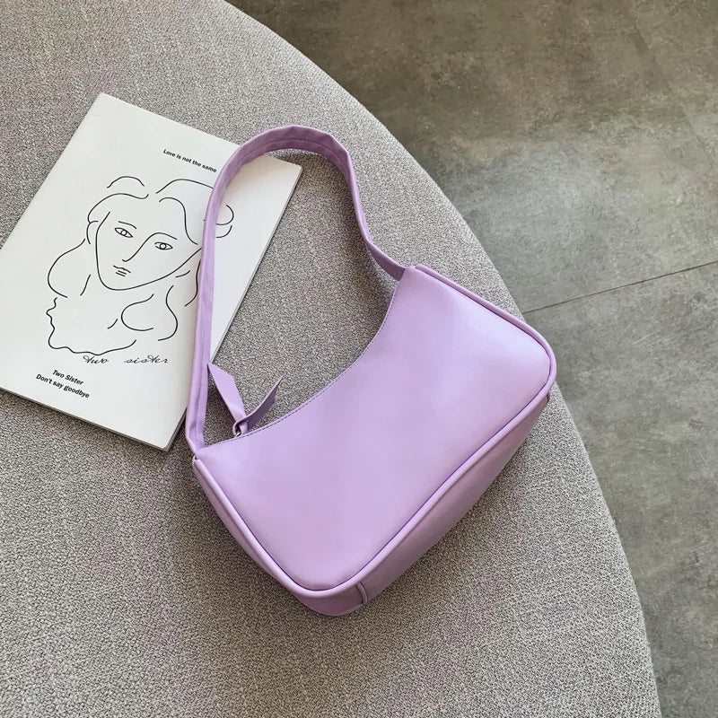 Purple PU Leather Women's Handbag Small Shoulder Bags