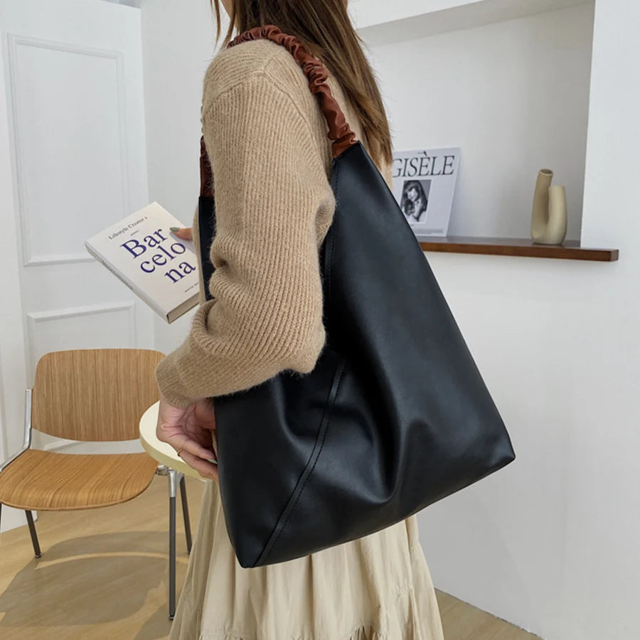 Soft Leather Women's Handbag Retro Tote Shoulder Bag