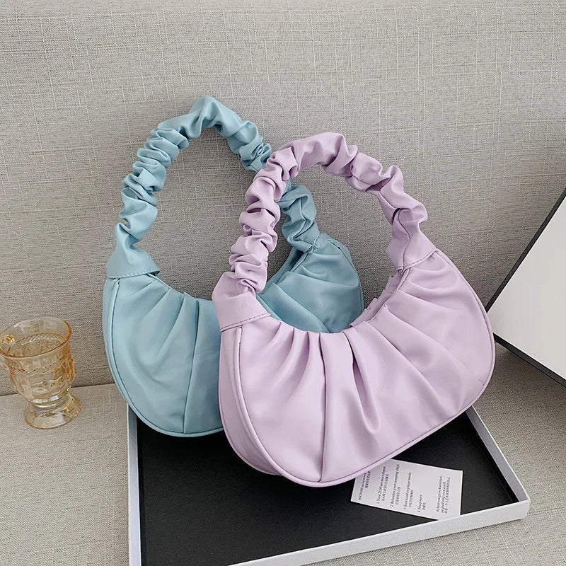 Cloud Pleated Underarm Bag Sweet Shoulder Tote Bag for Women