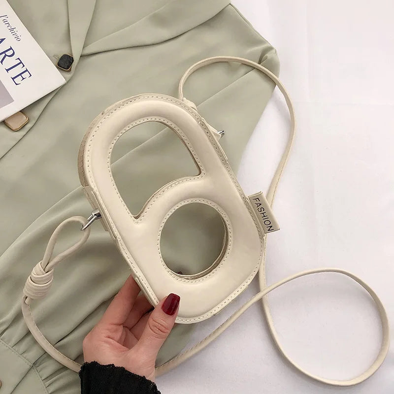 Solid Crossbody Bag Women PU Shoulder Bag Casual Openwork Portable Bag Phone Bag