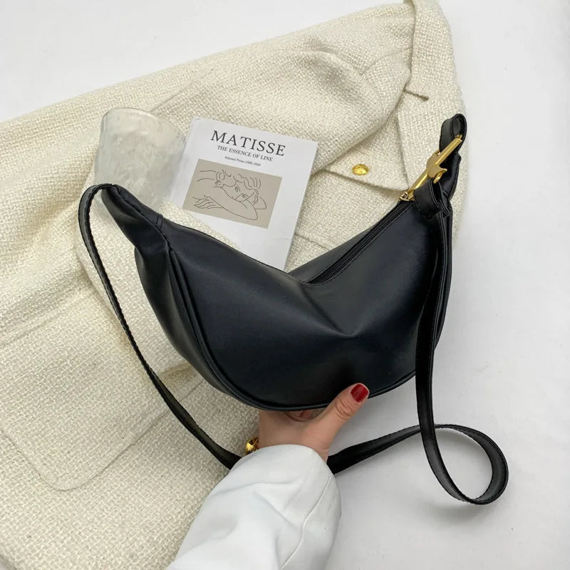 Women Shoulder Bags Messenger Bags Pu Leather Texture Crescent Bags