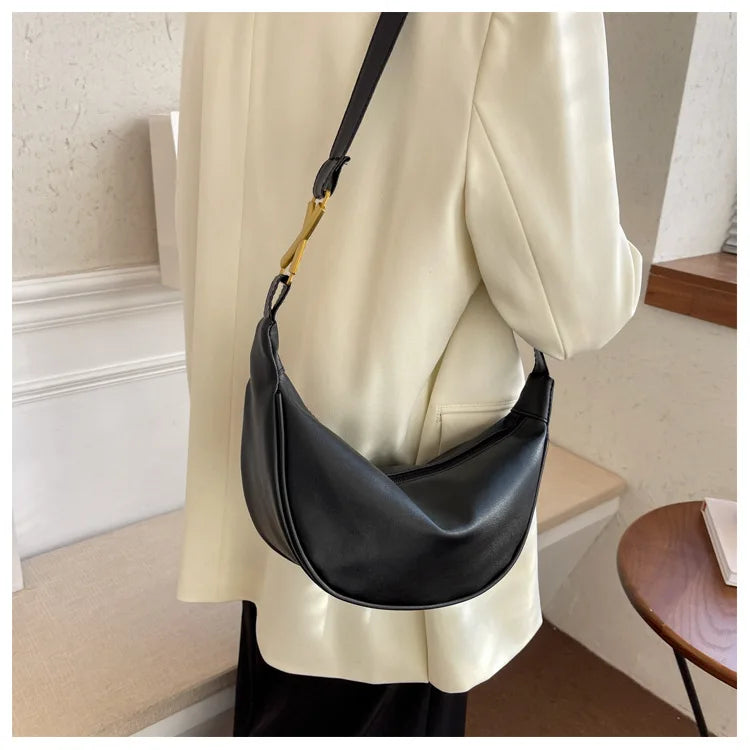 Women Shoulder Bags Messenger Bags Pu Leather Texture Crescent Bags
