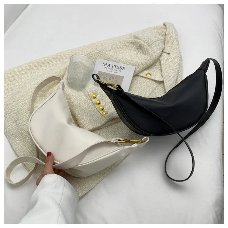 Women Shoulder Bags Messenger Bags Pu Leather Texture Crescent Bags