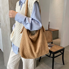 Spring Autum Women Handbags Soft Felt Large Capacity Shoulder Shopper