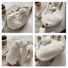 Soft Plush Women Shoulder Bag Faux Fur Small Underarm Clutch