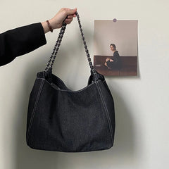 Spring Autumn Women Shoulder Bags Denim Tote Bags Girls Shoppers