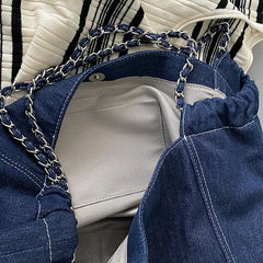 Spring Autumn Women Shoulder Bags Denim Tote Bags Girls Shoppers