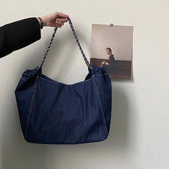 Spring Autumn Women Shoulder Bags Denim Tote Bags Girls Shoppers