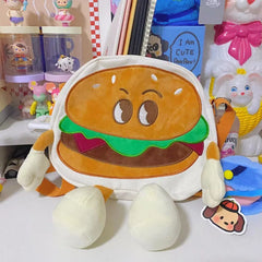 Student Cartoon Shoulder Messenger Bag Hamburger Large Capacity Canvas Bag