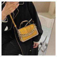 Women's Crossbody Bag with Chain Decoration - High Style and Luxe Design