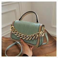 Women's Crossbody Bag with Chain Decoration - High Style and Luxe Design