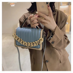 Women's Crossbody Bag with Chain Decoration - High Style and Luxe Design