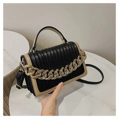 Women's Crossbody Bag with Chain Decoration - High Style and Luxe Design