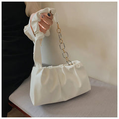 Retro Metal Chain Shoulder Bag Fold Lady Handbag