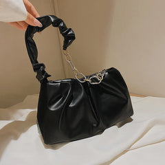Retro Metal Chain Shoulder Bag Fold Lady Handbag