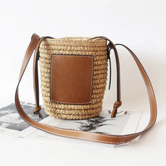 Round Straw Tote Raffia Crossbody Bag Handbags Beach Bag for Women
