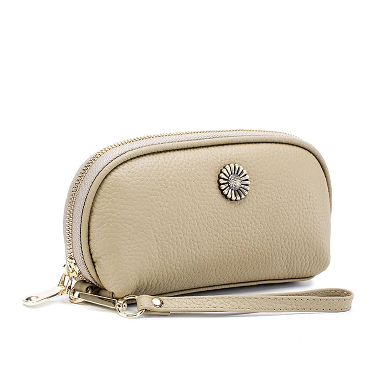 Women Clutch Leather Wristlet Small Bag Cow Leather Ladies Evening Bag
