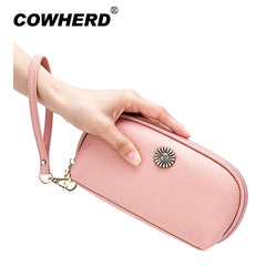 Women Clutch Leather Wristlet Small Bag Cow Leather Ladies Evening Bag