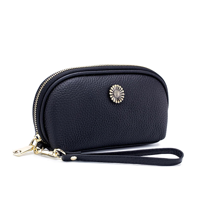 Women Clutch Leather Wristlet Small Bag Cow Leather Ladies Evening Bag