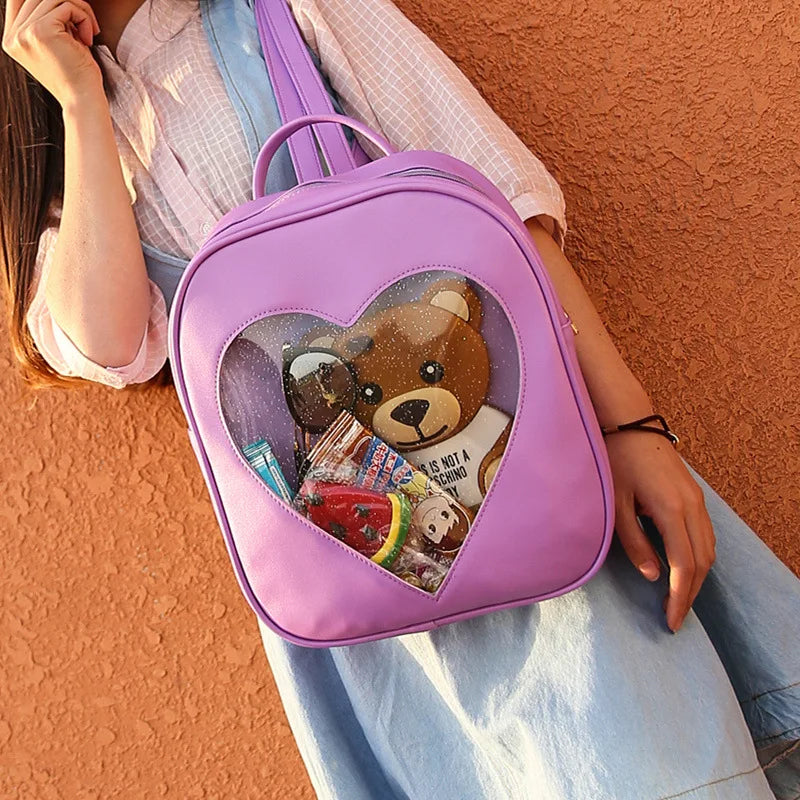 Love Heart Shape Backpacks School Shoulder Bags For Teenager Girls