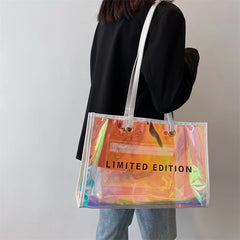 Summer PVC Clear Ladies Tote Bag Laser Colourful large Capacity Female Handbag