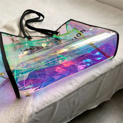 Summer PVC Clear Ladies Tote Bag Laser Colourful large Capacity Female Handbag