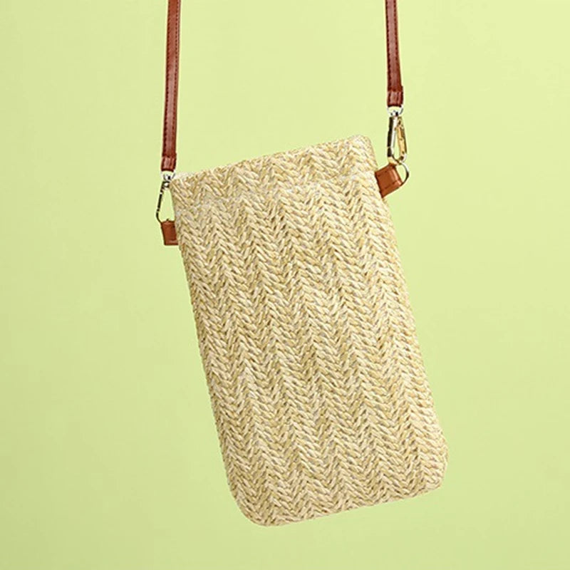 Summer Woven Bag Retro Portable Straw Woven Bag Messenger Handbag