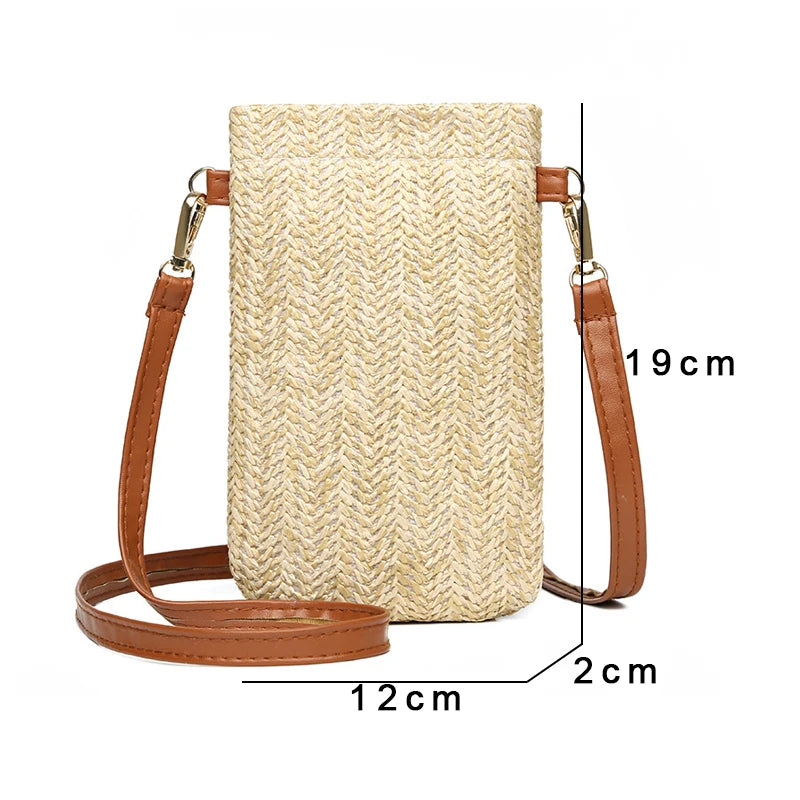 Summer Woven Bag Retro Portable Straw Woven Bag Messenger Handbag