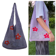 Hollow Mesh Beach Bags Flower Handbag Women's Shoulder Shopping