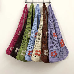 Hollow Mesh Beach Bags Flower Handbag Women's Shoulder Shopping