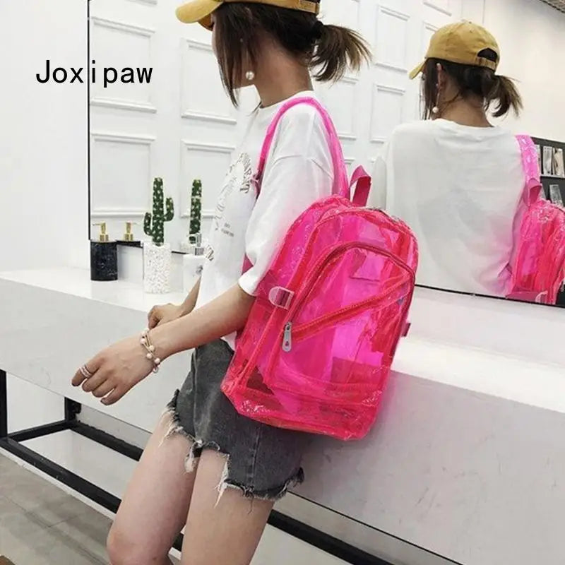Transparent PVC Large Capacity Backpack for Women Men Casual Outdoor Beach